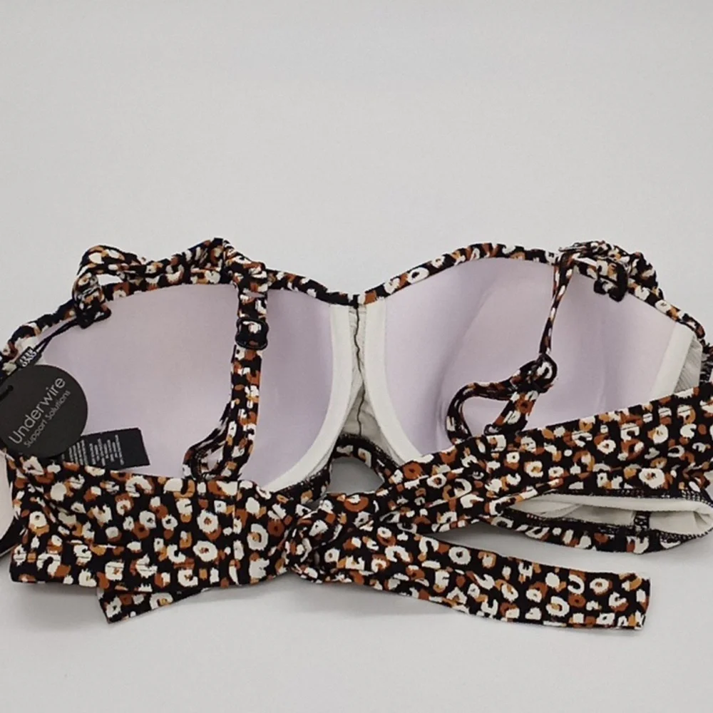 Coco Reef Wild Cheetah Charisma Bra-Sized Underwire Bandeau Bikini Top 36/38C